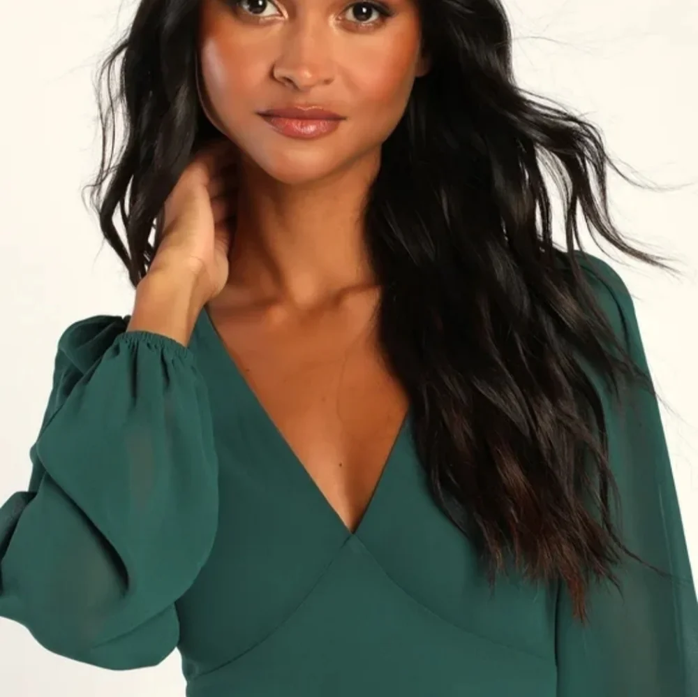 NWOT Lulu's Hunter Green Long Sleeve Tiered Maxi Dress Size 2X=20/22 - Picture 4 of 6